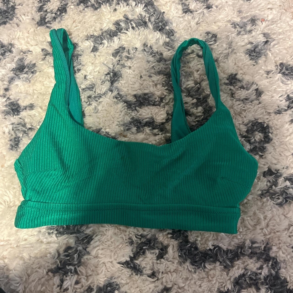 Aerie Green Ribbed Swimsuit Top Size S